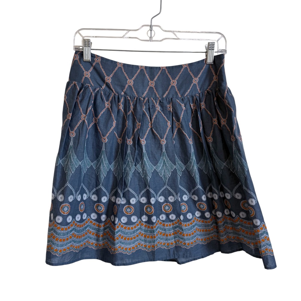 Mimi Chica Skirt Women's Small Boho‎ Geometric Print Blue Orange Cotton Blend